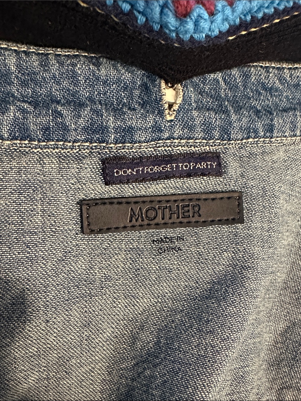 MOTHER The Collar Club Denim Shirt Jacket with Removable Crochet Collar New! - Picture 13 of 15